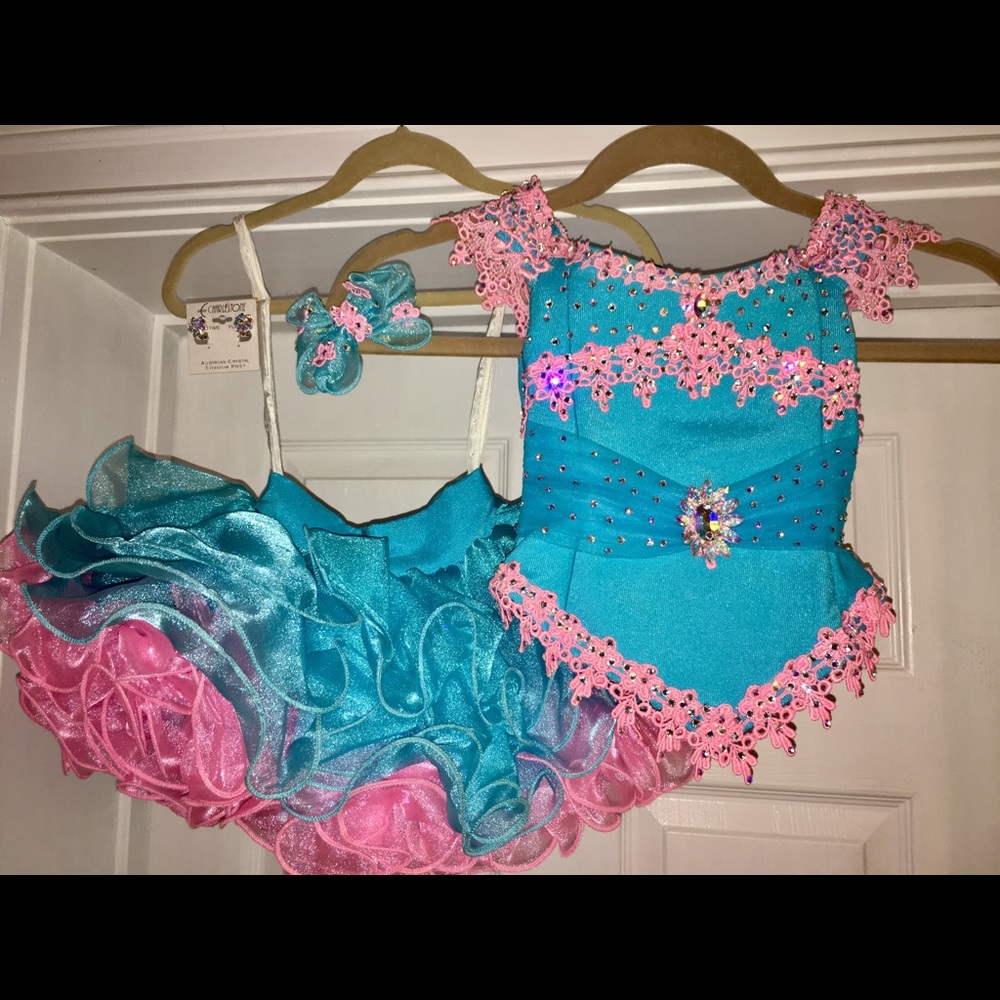 Cotton Candy blue and pink pageant dress